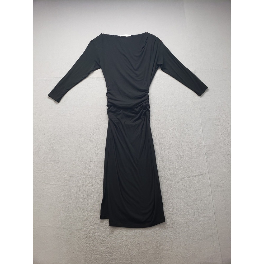 ASTR The Label Women Dress S Black Pullover Long Sleeve Ruched Stretched Outdoor